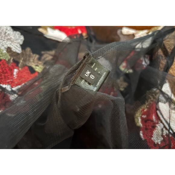 Simone Rocha 2015 Embroidered Tulle Midi Dress Black Floral UK 8 US 4 S Small - Picture 9 of 10